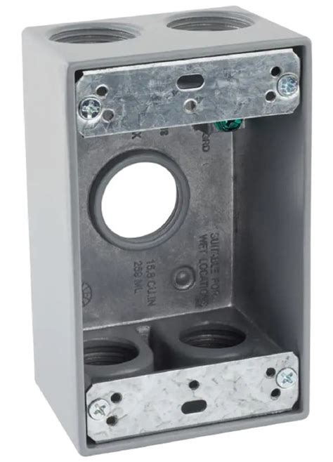 commercial electric 3/4 in. gray 1-gang 5-holes weatherproof box|Commercial Electric WSB575G 3/4 in. Gray 1.